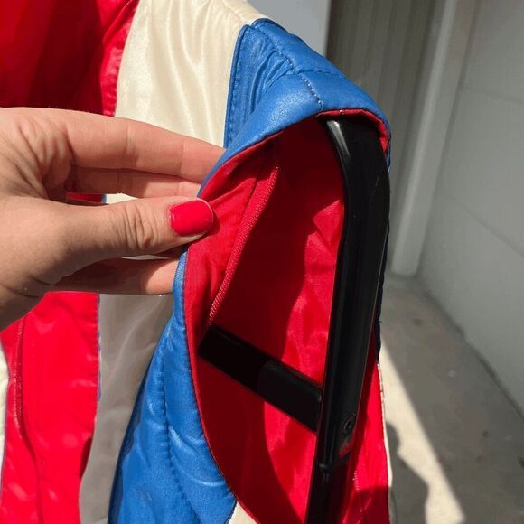 Vintage Red White Blue Nylon Puffer Vest & Jacket 70s-80s Brite N Sassy M - Picture 7 of 11